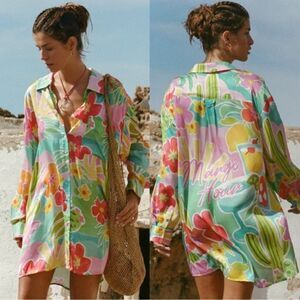 SPELL Margi Hour Women's Floral Shirt Dress Small / Swim Cover-Up / $199